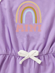 Toddler Girls Rainbow Graphic Bow Front Cami Rompers Jumpsuits