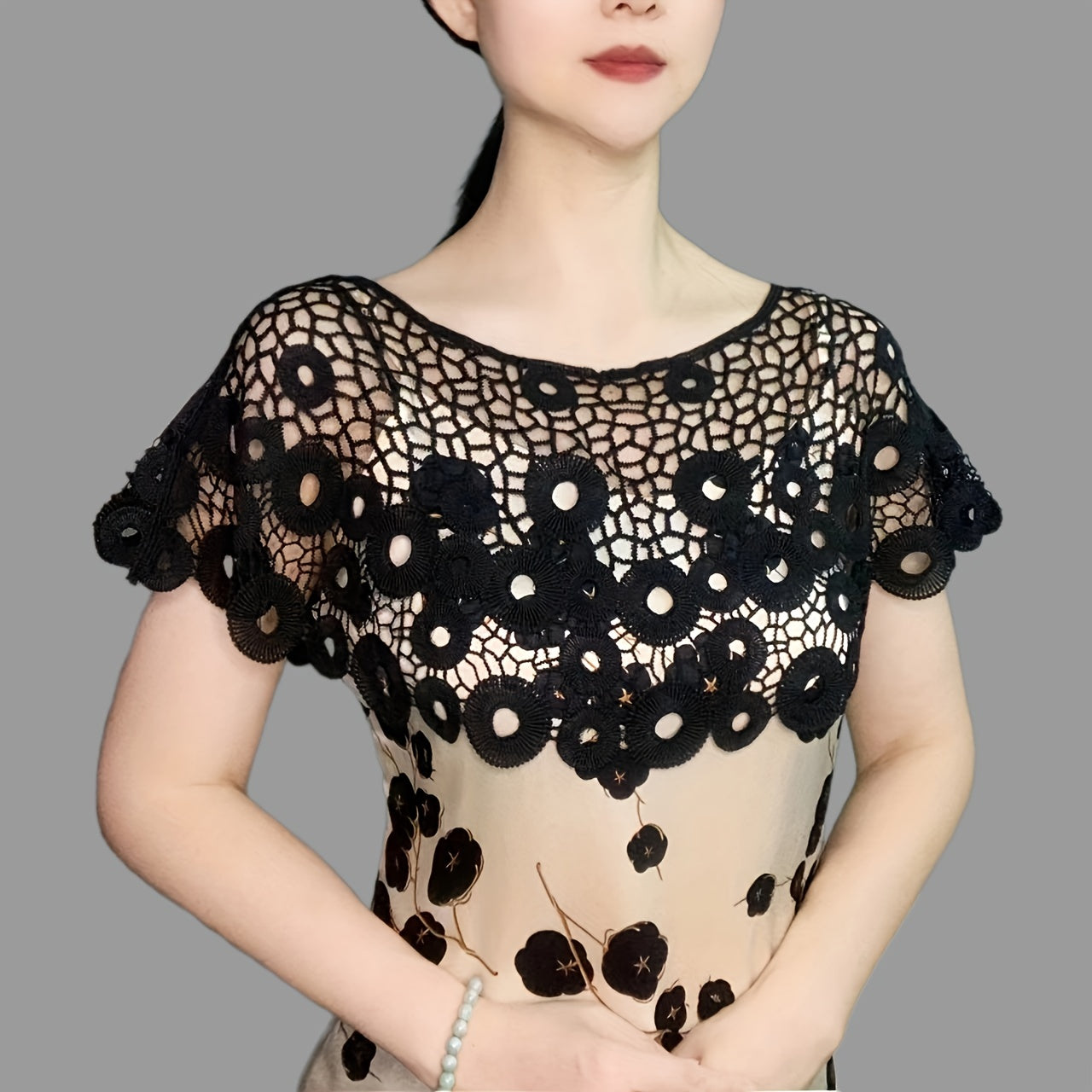 Flower Hollow Out Shawl Solid Breathable Wrap Casual Cape Decorative Shawl