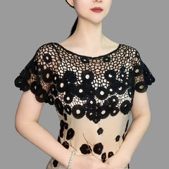 Flower Hollow Out Shawl Solid Breathable Wrap Casual Cape Decorative Shawl