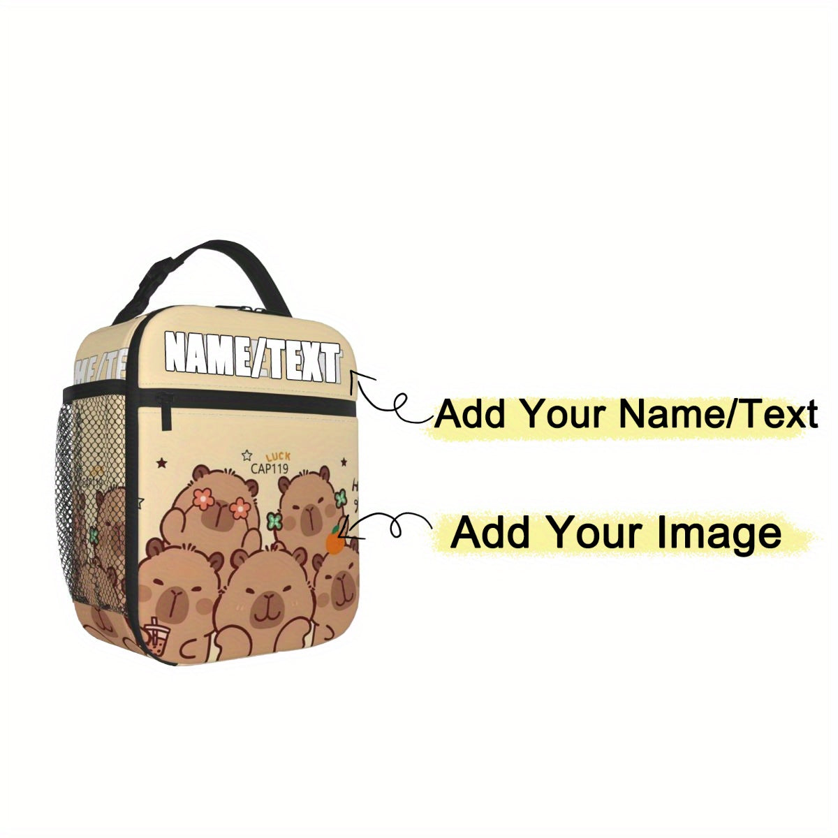 Customizable Capybara Lunch Bag Leakproof Insulated Cooler Large Capacity