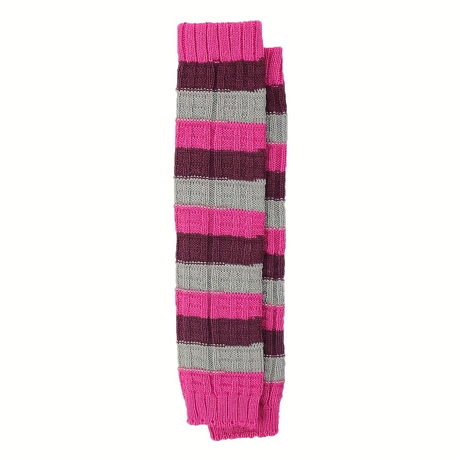 Striped Knitted Leg Warmers Warm Colorblock Knee High Socks
