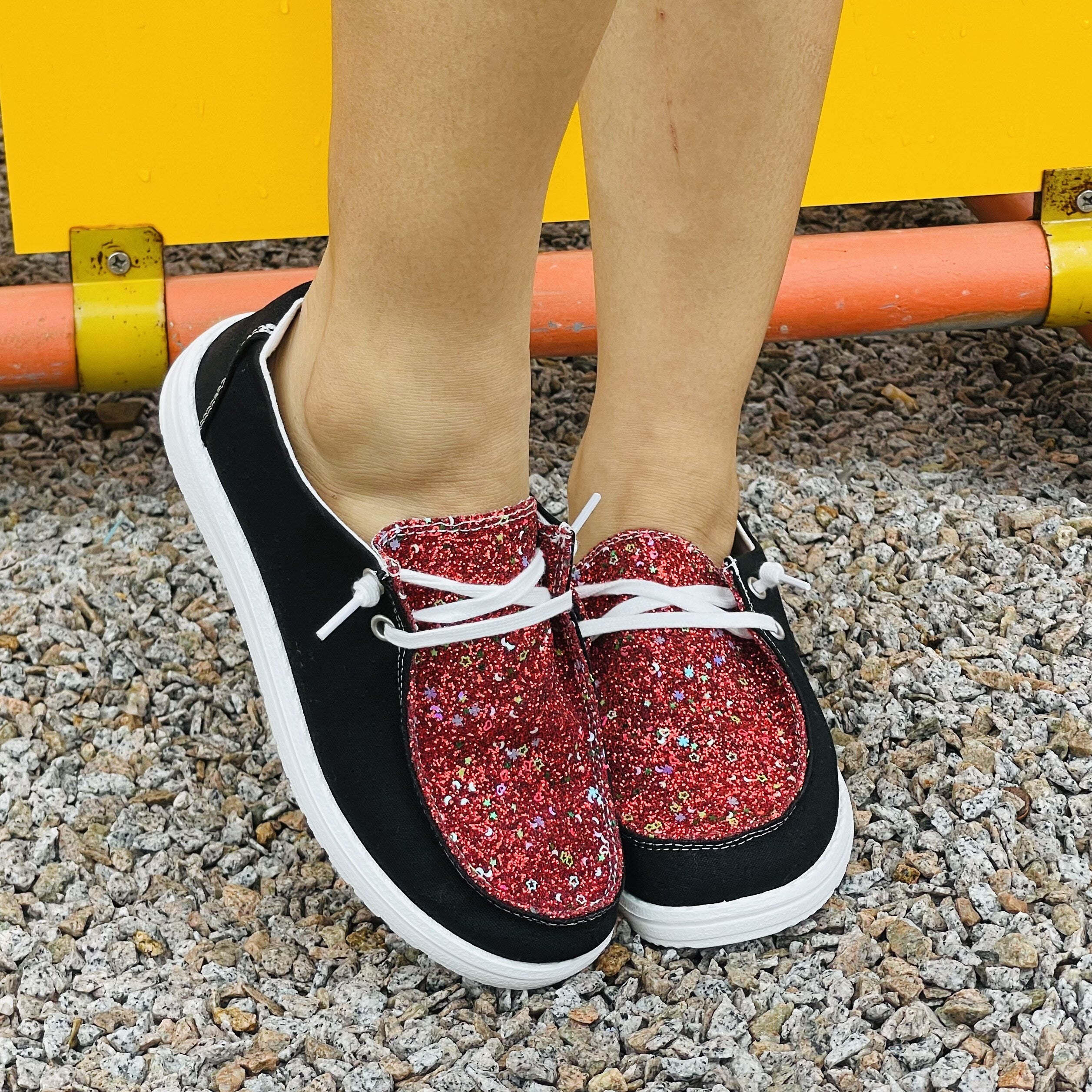 Sequins Slip On Colorblock Canvas Shoes Lightweight Casual Daily Shoes