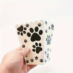 6pcs Dog Paw Print Popcorn Bags & Paper Buckets Movie Theater Decor