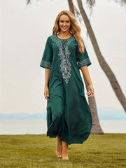 Solid Maxi Dress Split Beach Vacation Dress Women's Clothing
