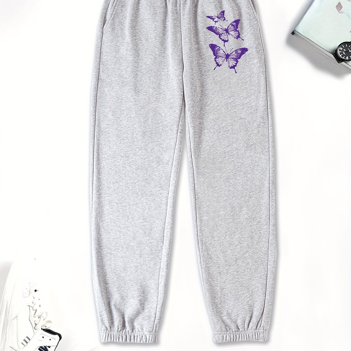Butterfly Graphic Sweatpants High Waisted Active Joggers