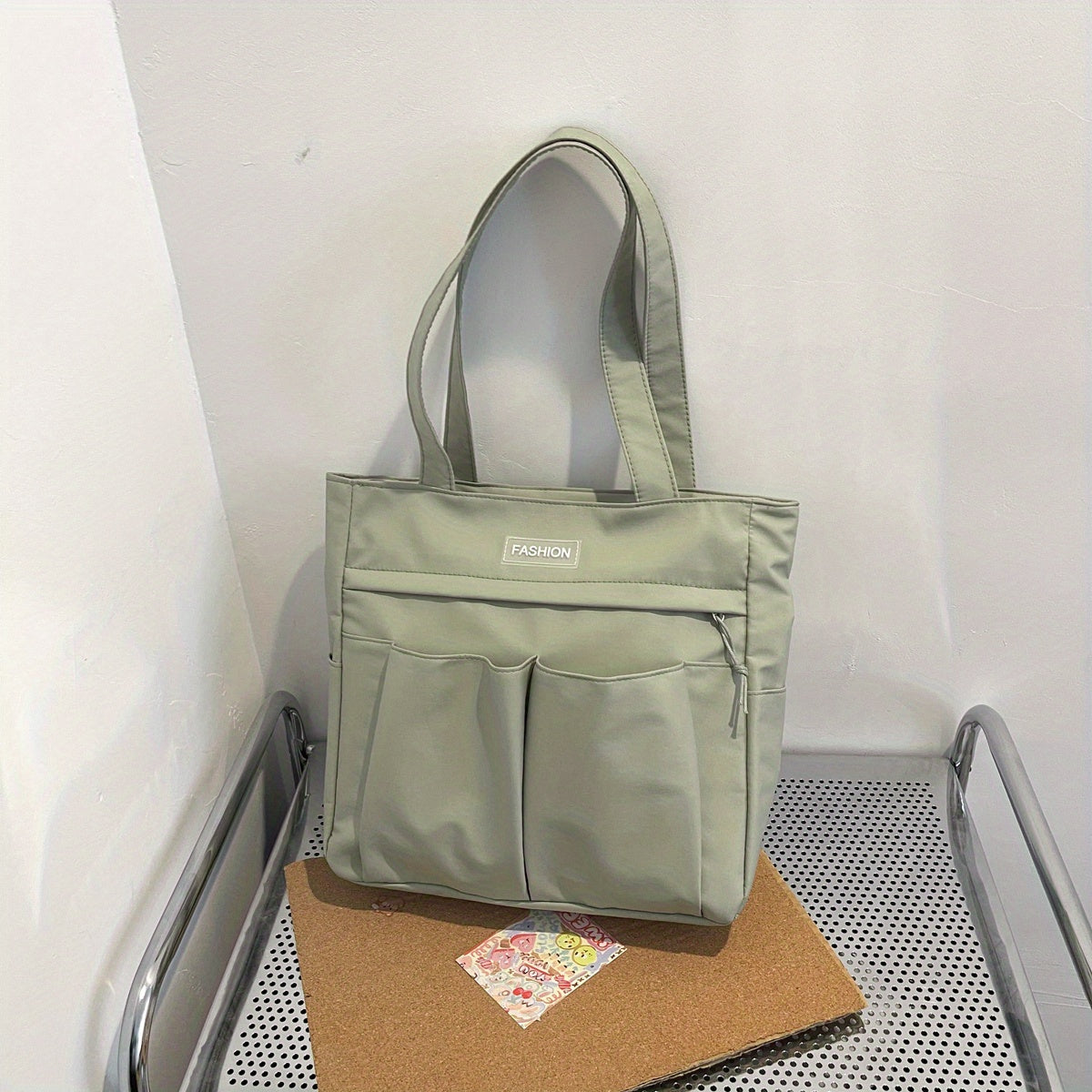 Casual Canvas Shoulder Bag Solid Handbag All Match Storage Bag