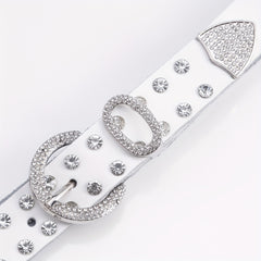Men's 44in PU Leather Colorful Faux Diamond Belt Waist Strap