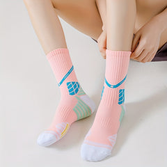5 Pairs Colorblock Sports Socks for Women