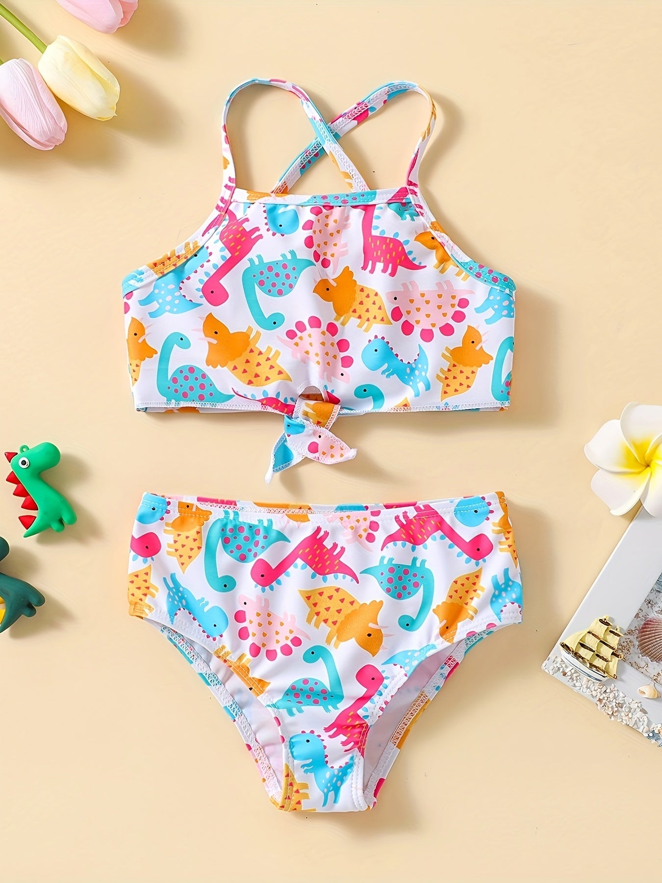 Toddler Girls Dino Graphic Bikini Swimsuit Summer Beach Vacation Gift