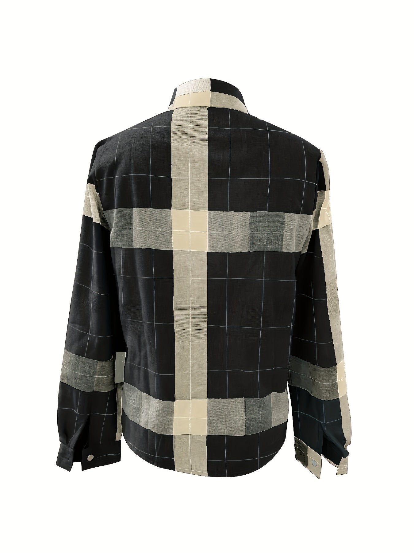  Plaid Print Button Up Long Sleeve Blouse