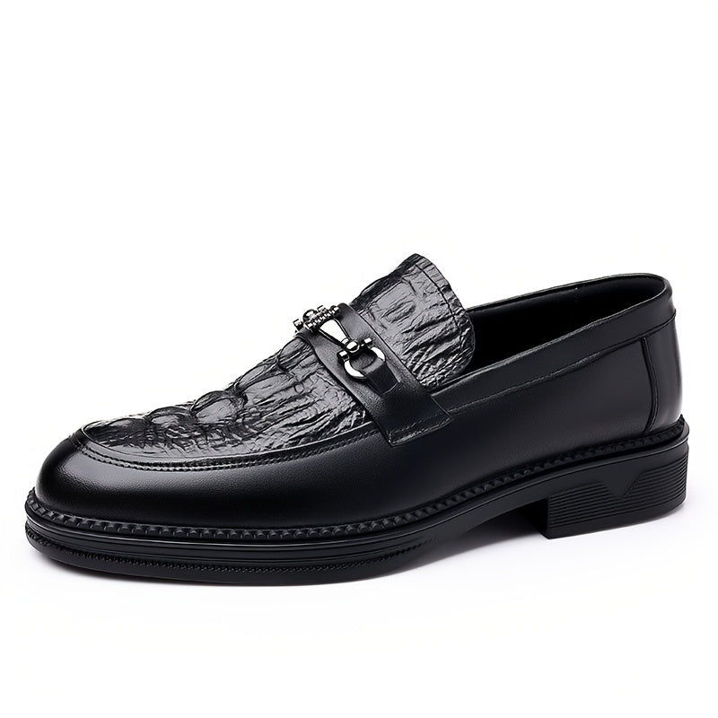 Crocodile Embossed Pointed Top Formal Dress Shoes for Wedding Business