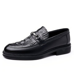 Crocodile Embossed Pointed Top Formal Dress Shoes for Wedding Business