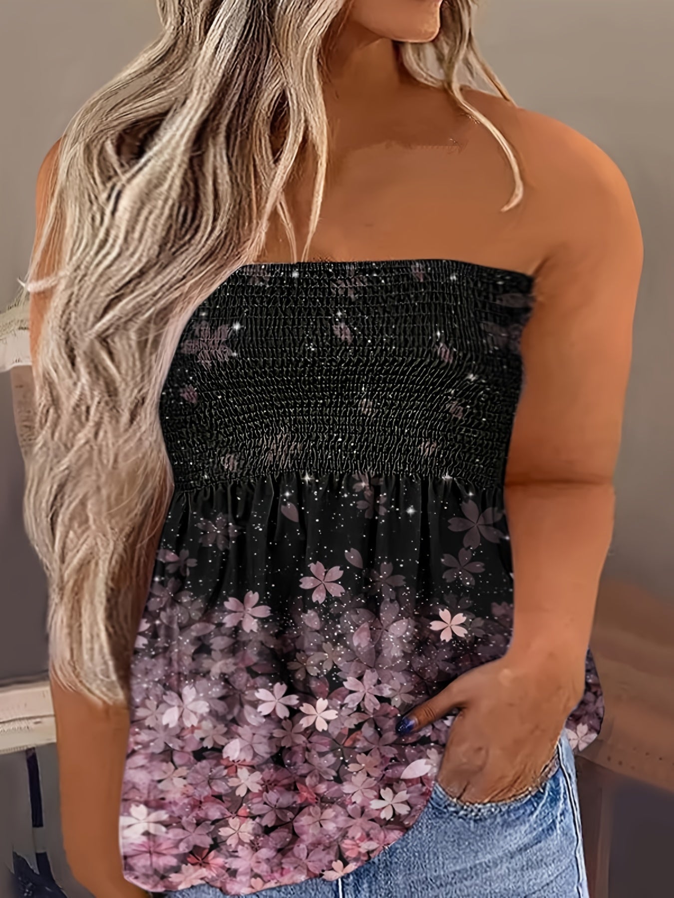  Floral Print Tube Top