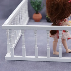 Wooden Dollhouse Balcony Rail Outdoor Scene Decor Classic Finish