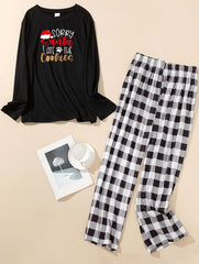  Christmas Lounge Set Women's Plus Christmas Hat Slogan Print