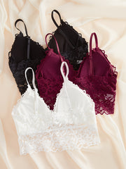 3pcs Lace Wireless Bras Comfy & Breathable Intimates Bra