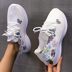 Women's Butterfly Pattern Sneakers Breathable Low Top Sport Shoes
