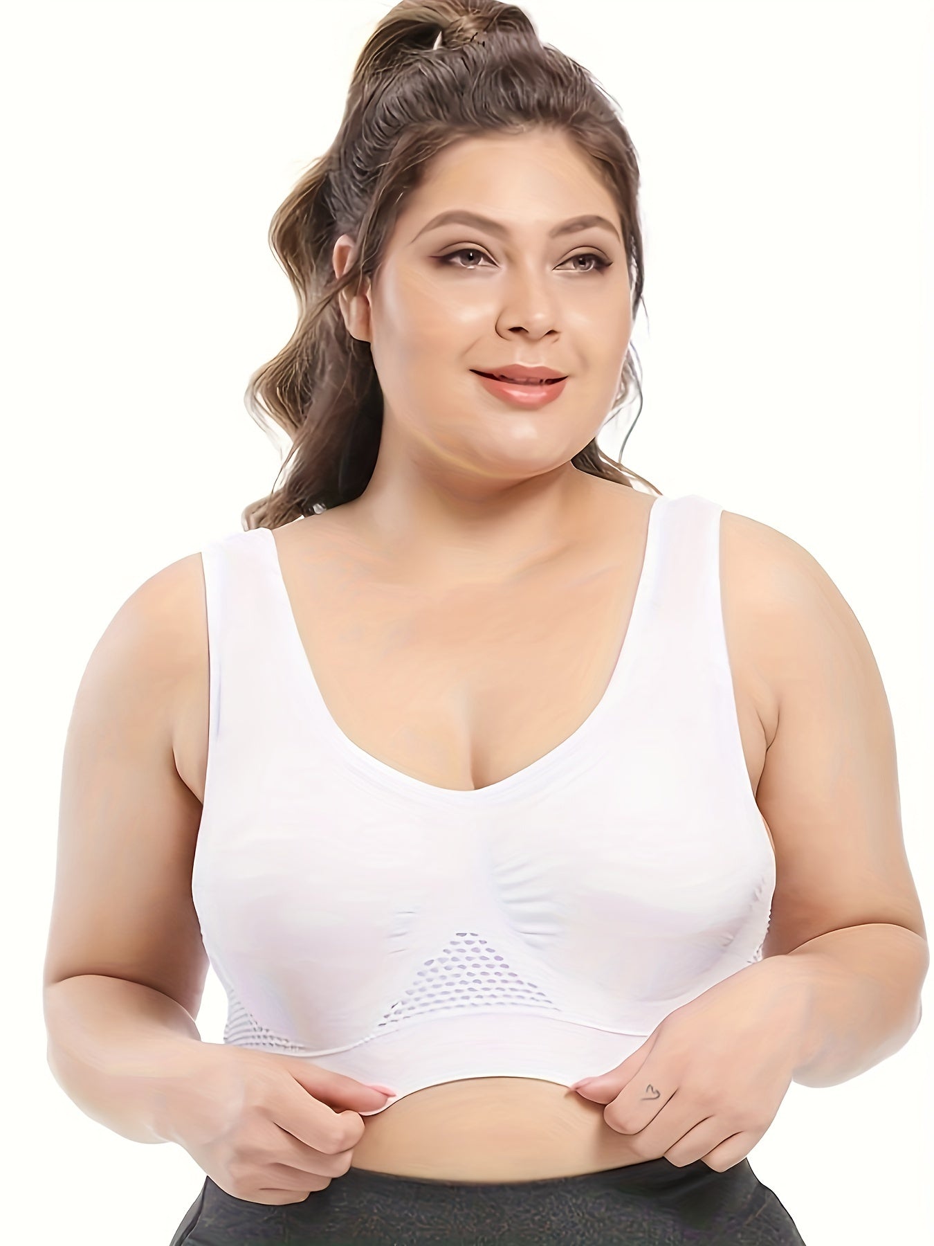 2 Pack Plus Size Sports Bra Set Breathable Wireless Mesh Yoga Bra