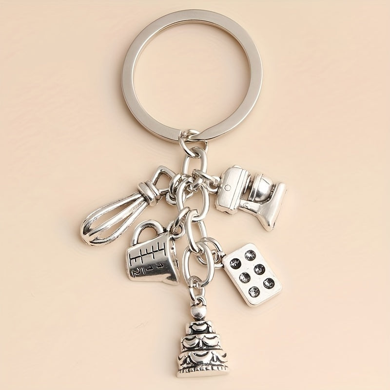 Mini Bake Tools Keychain Metal Key Ring Purse Handbag Car Charm Phone Pendant