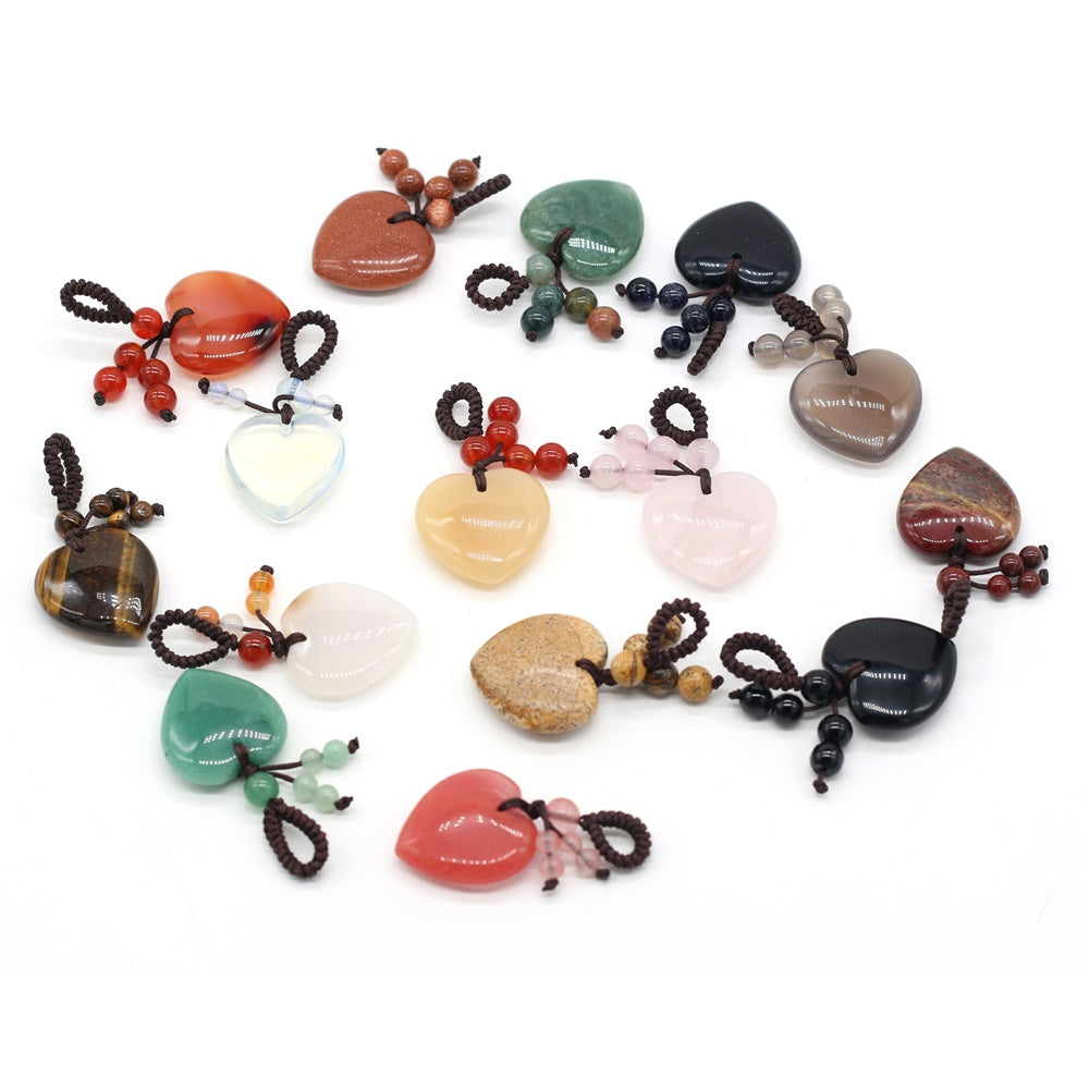 2pcs Heart Stone Keychain Purse Bag Charm Gift for Women Girls