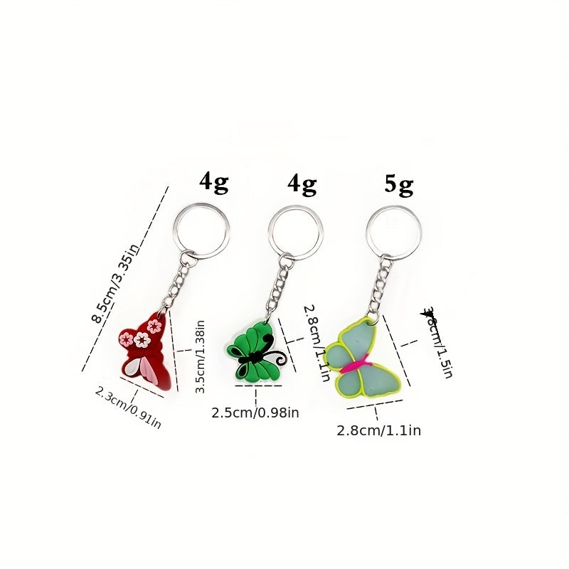 17pcs Butterfly Keychain Animal PVC Key Ring Bag Charm Earphone Accessory