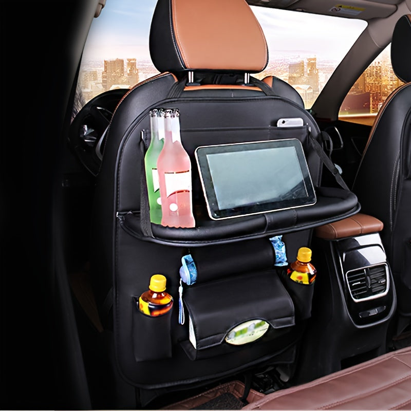 Car Back Seat Storage Bag Organizer with Tissue Box & Cup Holder