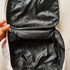 Stripe Printed Glossy Cosmetic Bag Waterproof Makeup Handbag