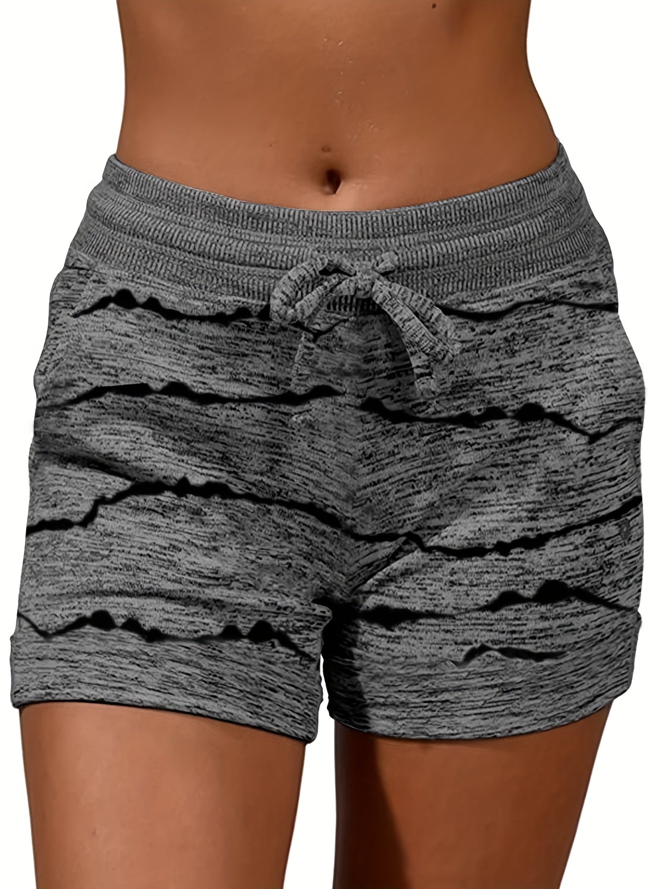  Colorblock Stripe Print Skinny Stretch Leggings Shorts