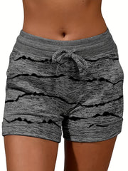  Colorblock Stripe Print Skinny Stretch Leggings Shorts