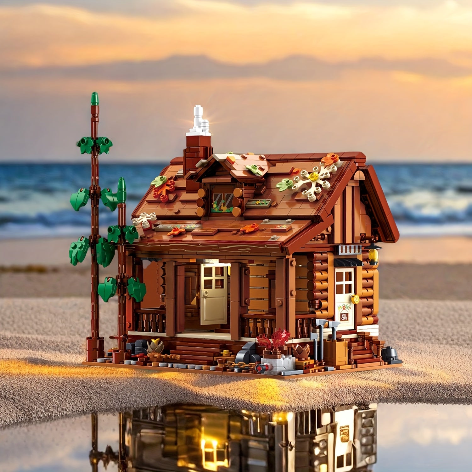 1969pcs Forest Cabin Building Blocks Toy Model with LED Lights