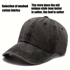 Fashionable Washed Cotton Baseball Cap Adjustable Sunscreen Hat