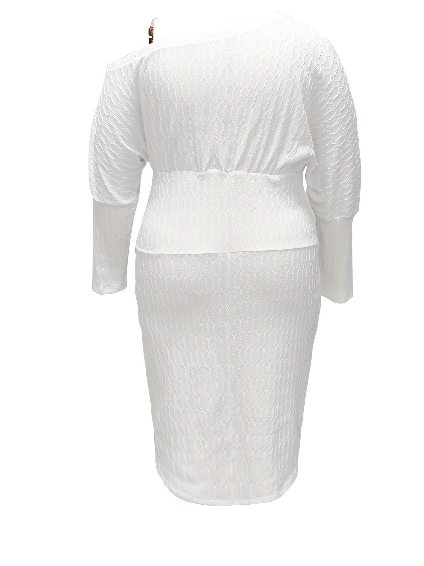  One Shoulder Jacquard Sleeve Dress