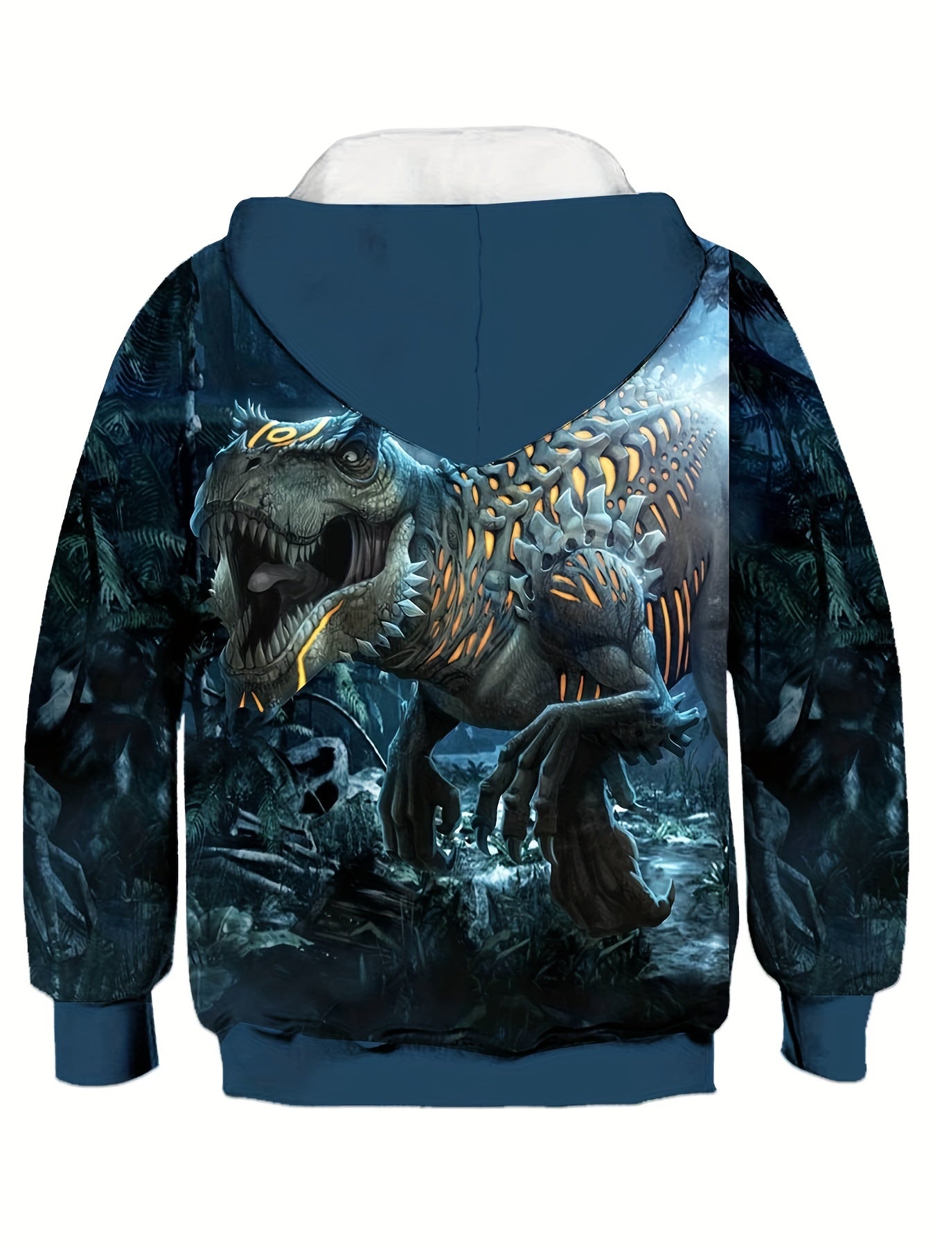 Dino Skeleton 3D Print Kid's Hoodie Halloween Style Long Sleeve Top