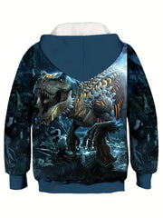 Dino Skeleton 3D Print Kid's Hoodie Halloween Style Long Sleeve Top