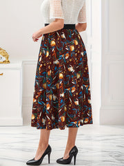  Casual Skirt Women's Plus Floral Print Maxi Skirt