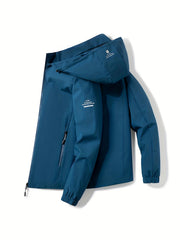 Windbreaker Jacket w/ Detachable Hood Men's Casual Zipper Coat