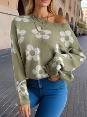  Floral Print Long Sleeve Sweater