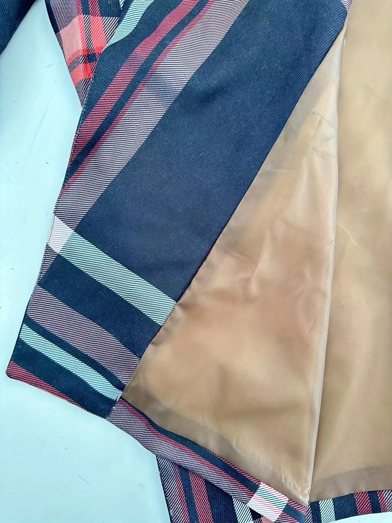  Plaid Print Double Button Blazer