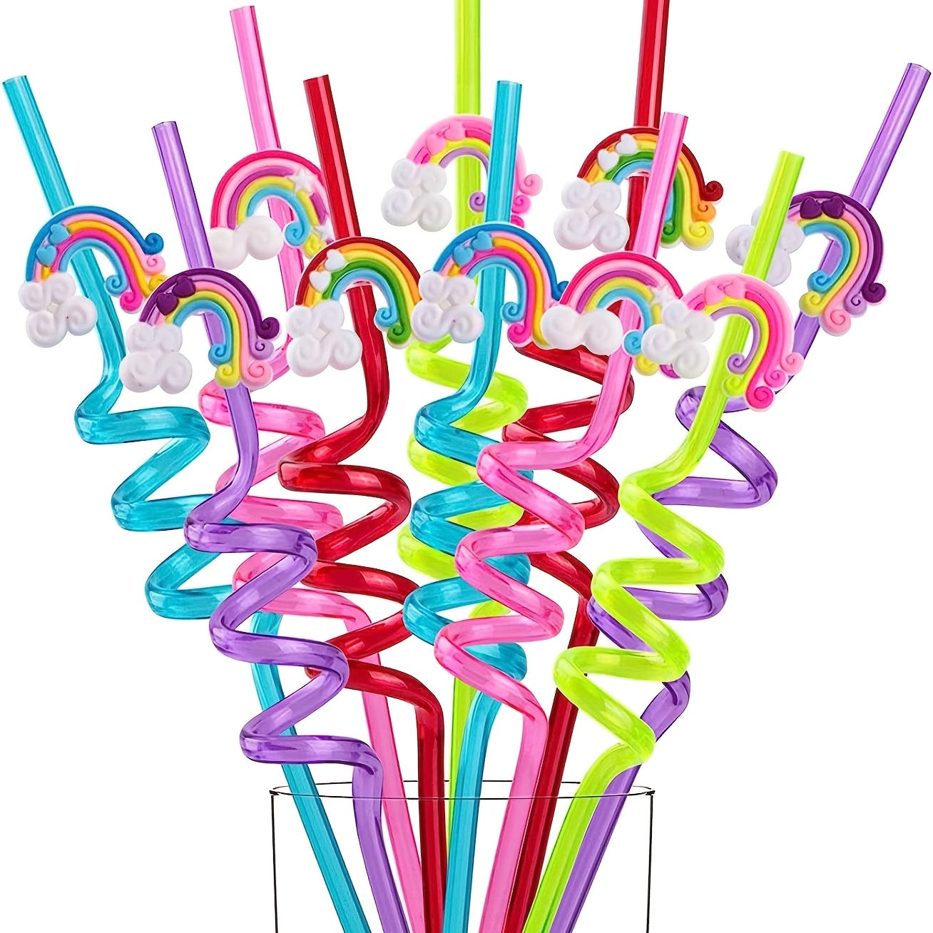 4pcs Rainbow Straws For Party Favors Baby Shower Drinking Straws