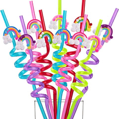 4pcs Rainbow Straws For Party Favors Baby Shower Drinking Straws