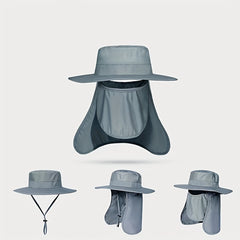 Quick Drying Sunscreen Bucket Hat With Neck Flap Wide Brim Sun Hat