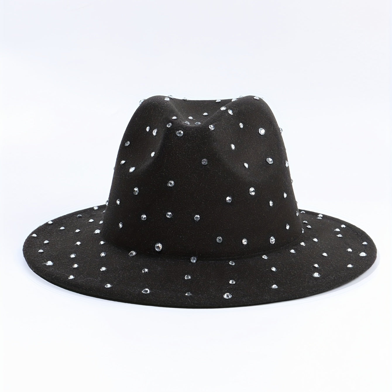 Y2K Rhinestone Decor Fedora Cap Unisex Jazz Hats Lightweight Felt Hat