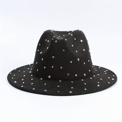 Y2K Rhinestone Decor Fedora Cap Unisex Jazz Hats Lightweight Felt Hat