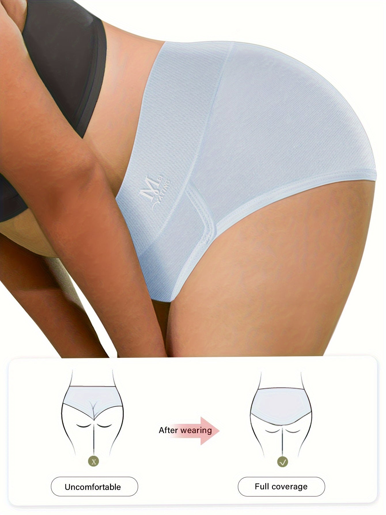 4 Pack Plus Size Panties Set Plus Comfort Letter Print Stretch Soft Panties