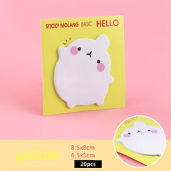 4pcs Rabbit Sticky Notes 4 Colors Cartoon Shape Low Calorie Memo Paper