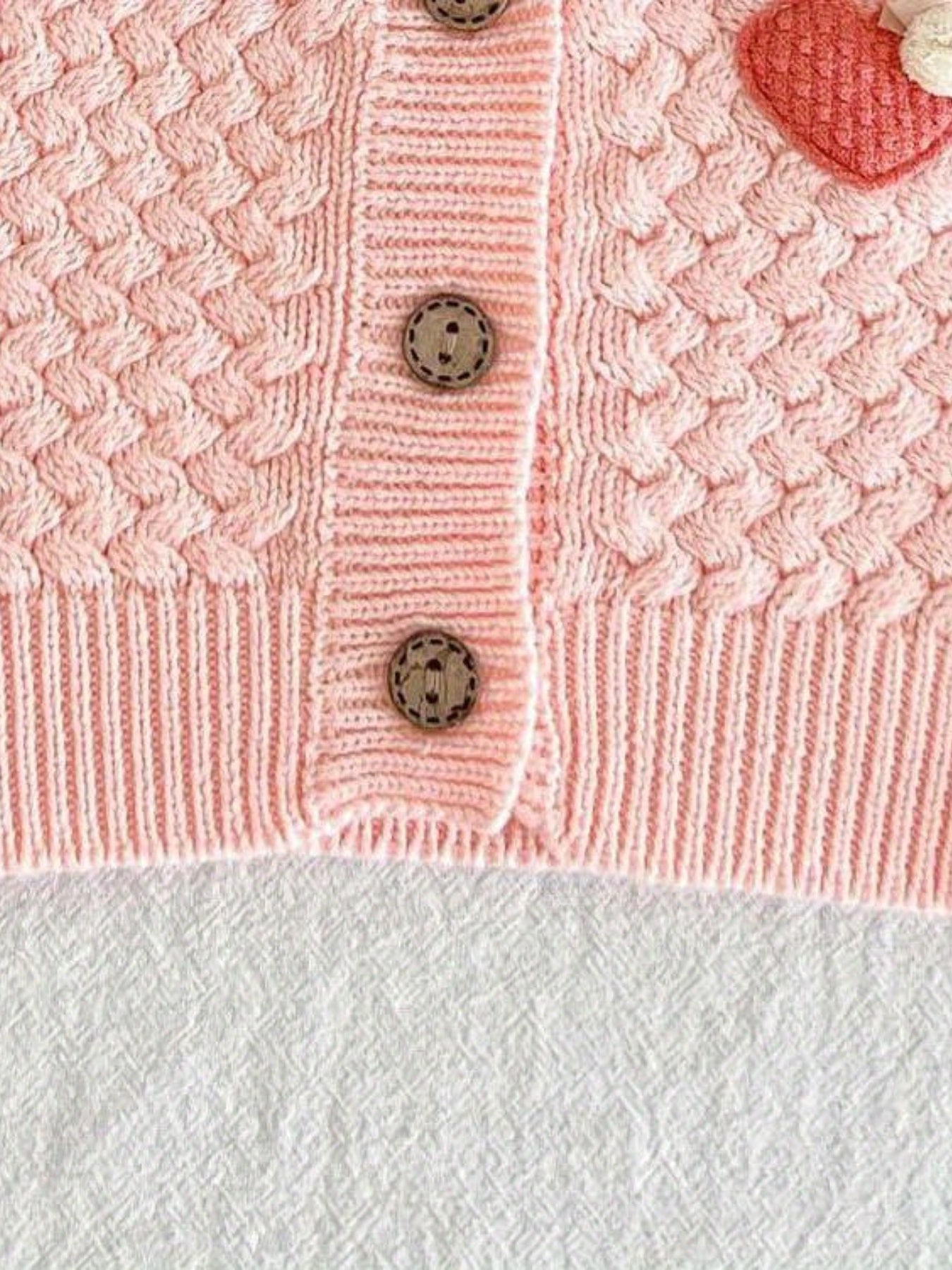 Baby Girl Love Knitted Vest Coat V Neck Botton Cotton Sweater