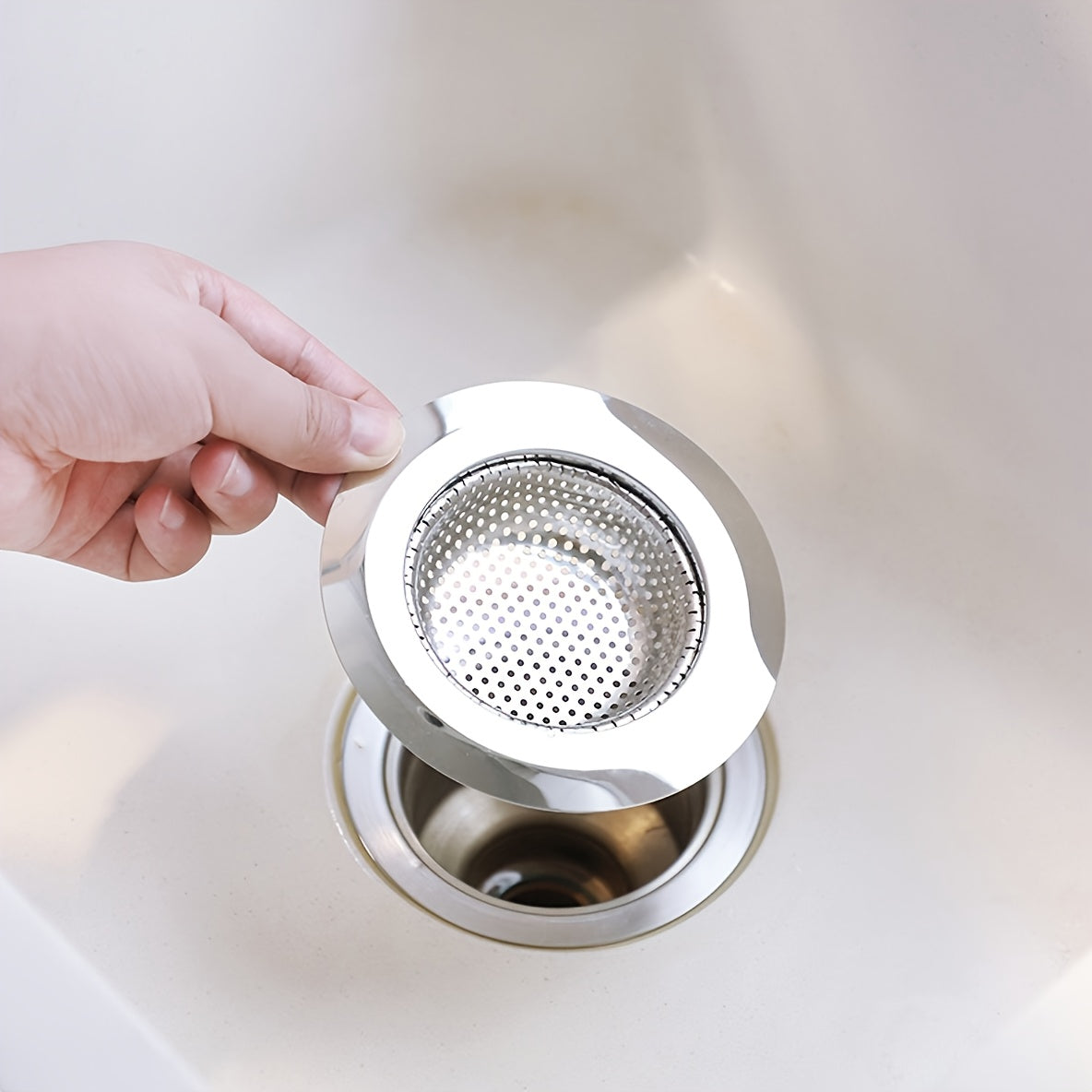2pcs Kitchen Sink Strainer Stainless Steel Large Wide Rim Food Catcher
