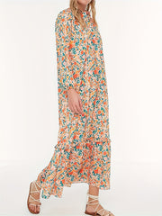  Ditsy Floral Lantern Sleeve Maxi Dress
