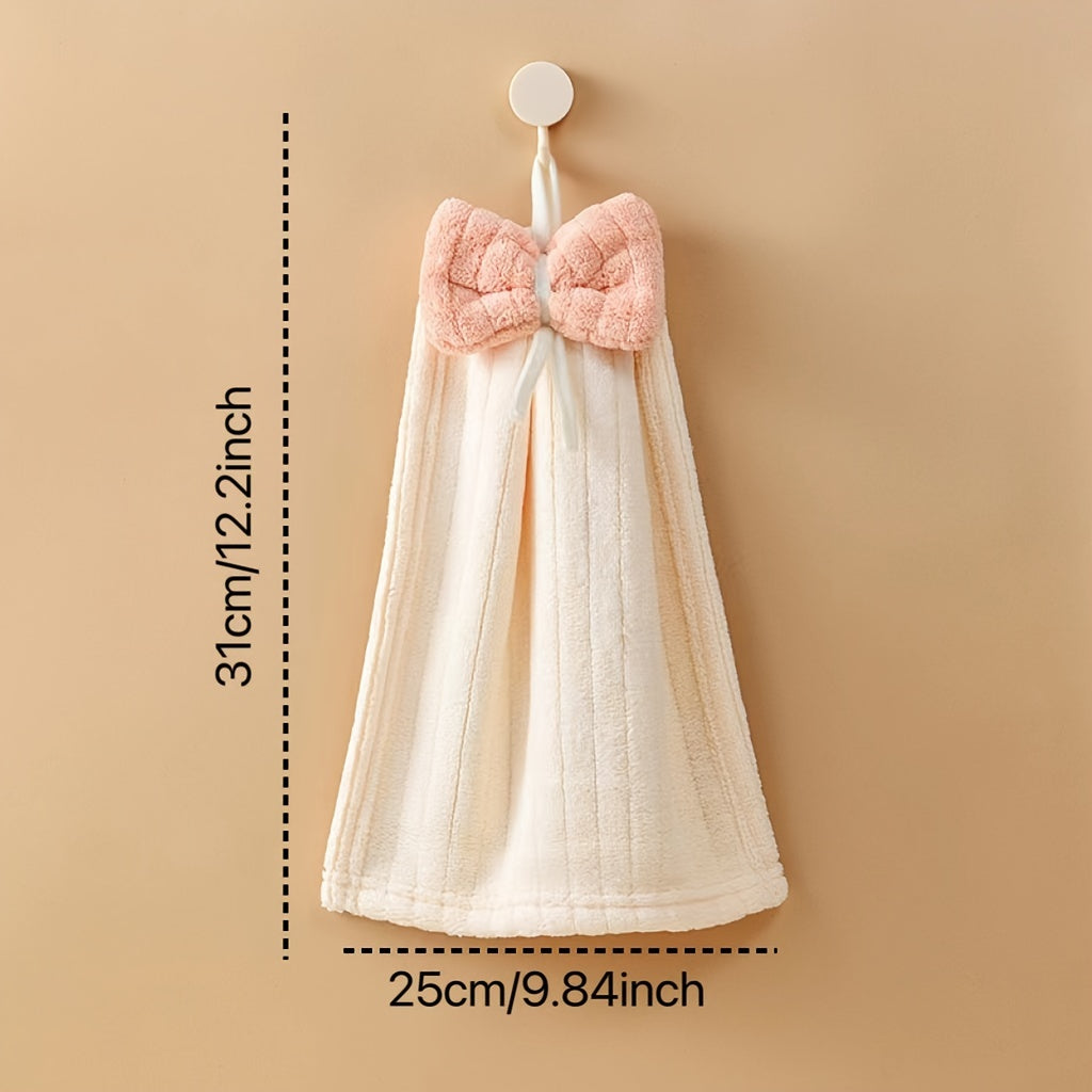 2pcs Hanging Fingertip Towel Coral Fleece Absorbent Soft Towel