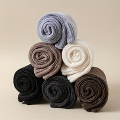 Solid Rib Knit Leg Warmers All-match Knee High Socks Women's Stockings